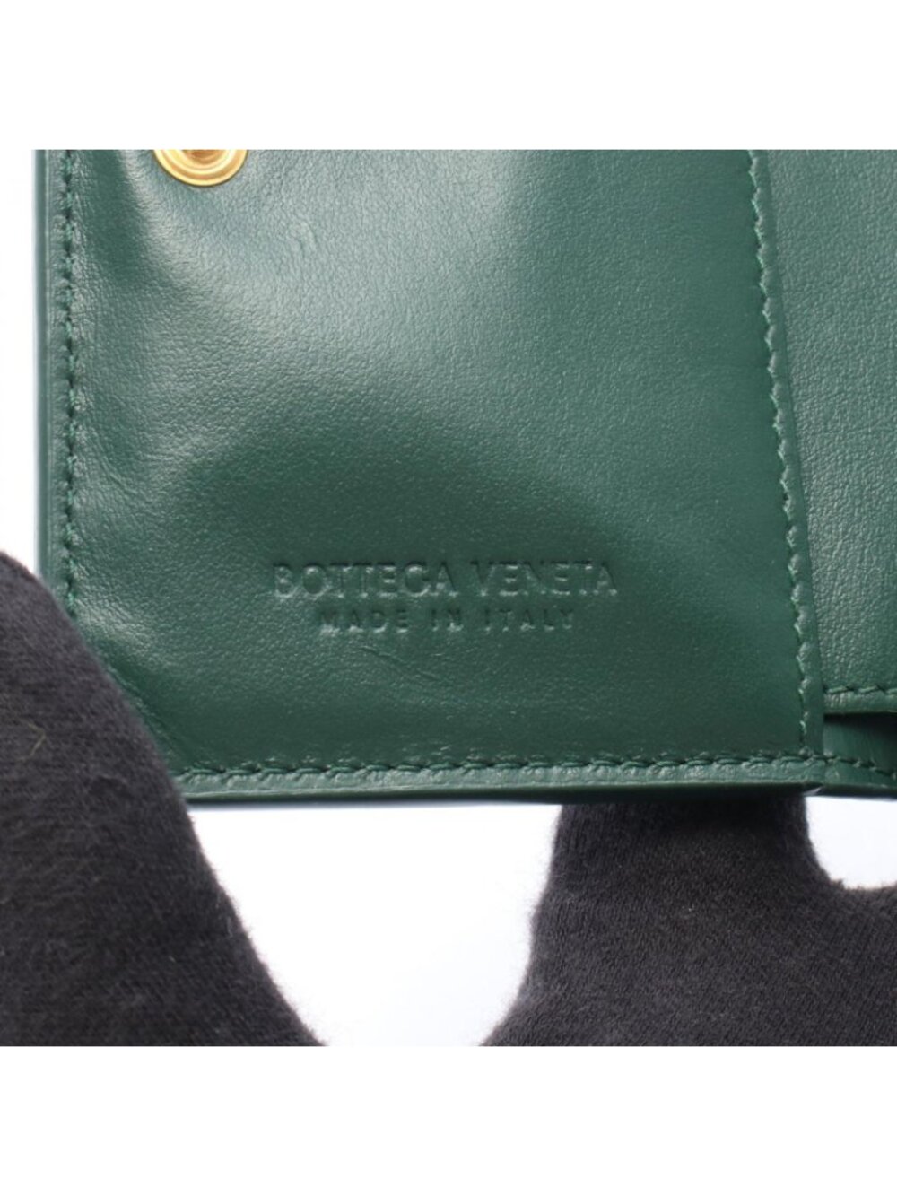 Bottega Veneta Bifold Wallet Small Cassette Maxi Intrecciato Dark Green Leather - Picture 4 of 8